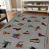 Embroidery Kilim Area Rug Handmade Gray Animal 4x6 ft
