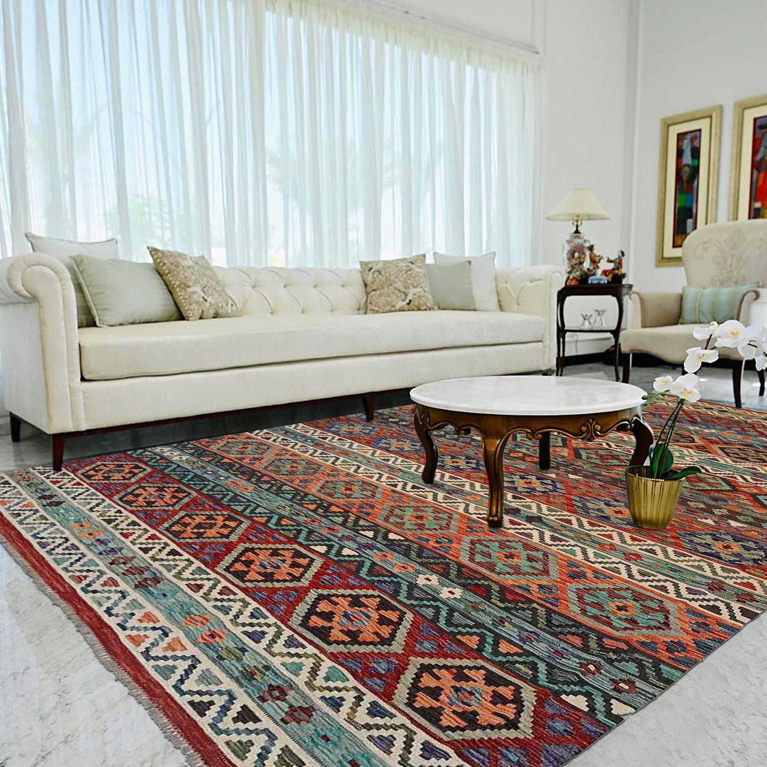 Handmade Multi Kilim Geometric 9x12 ft