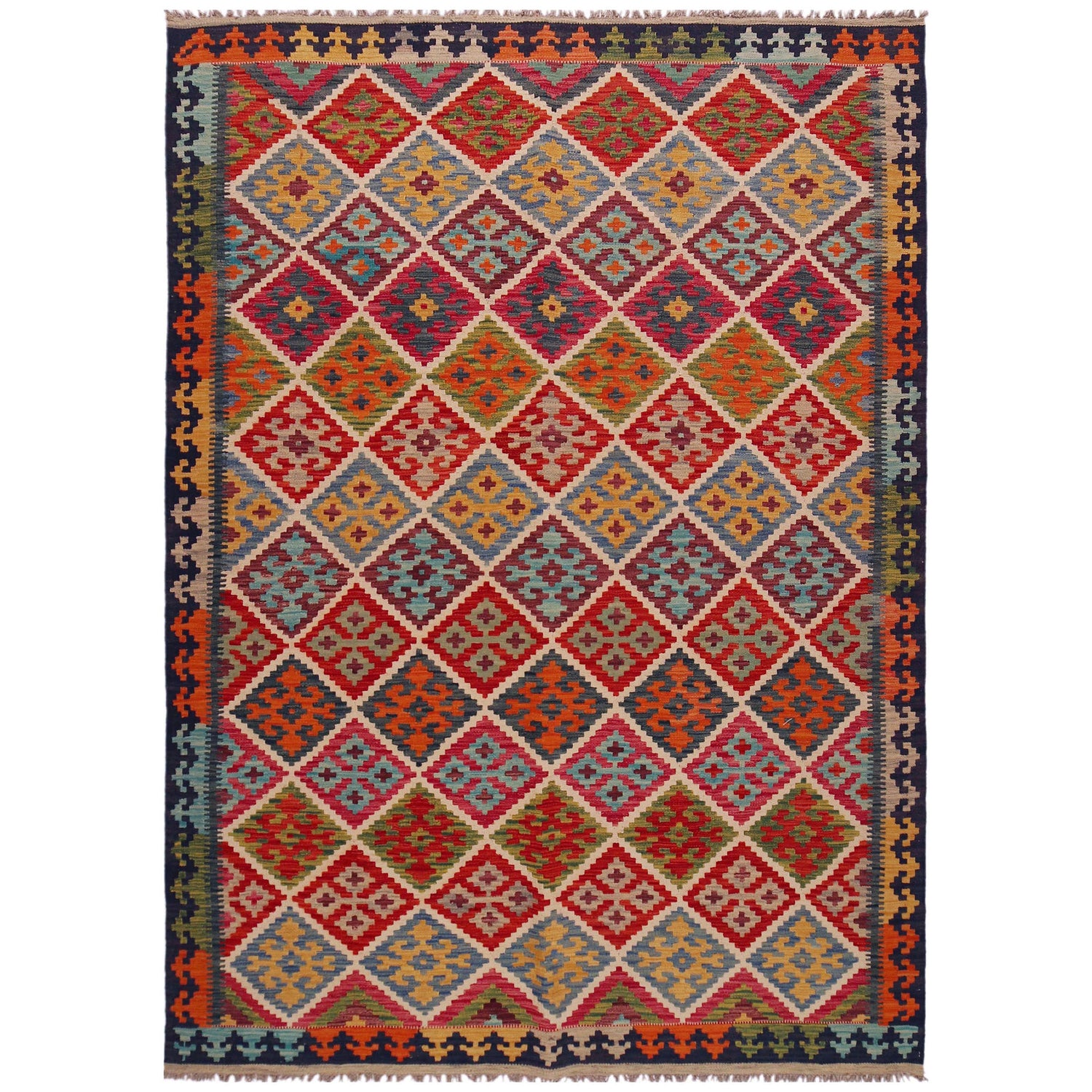 Handmade Multi Kilim Geometric 5x8 ft