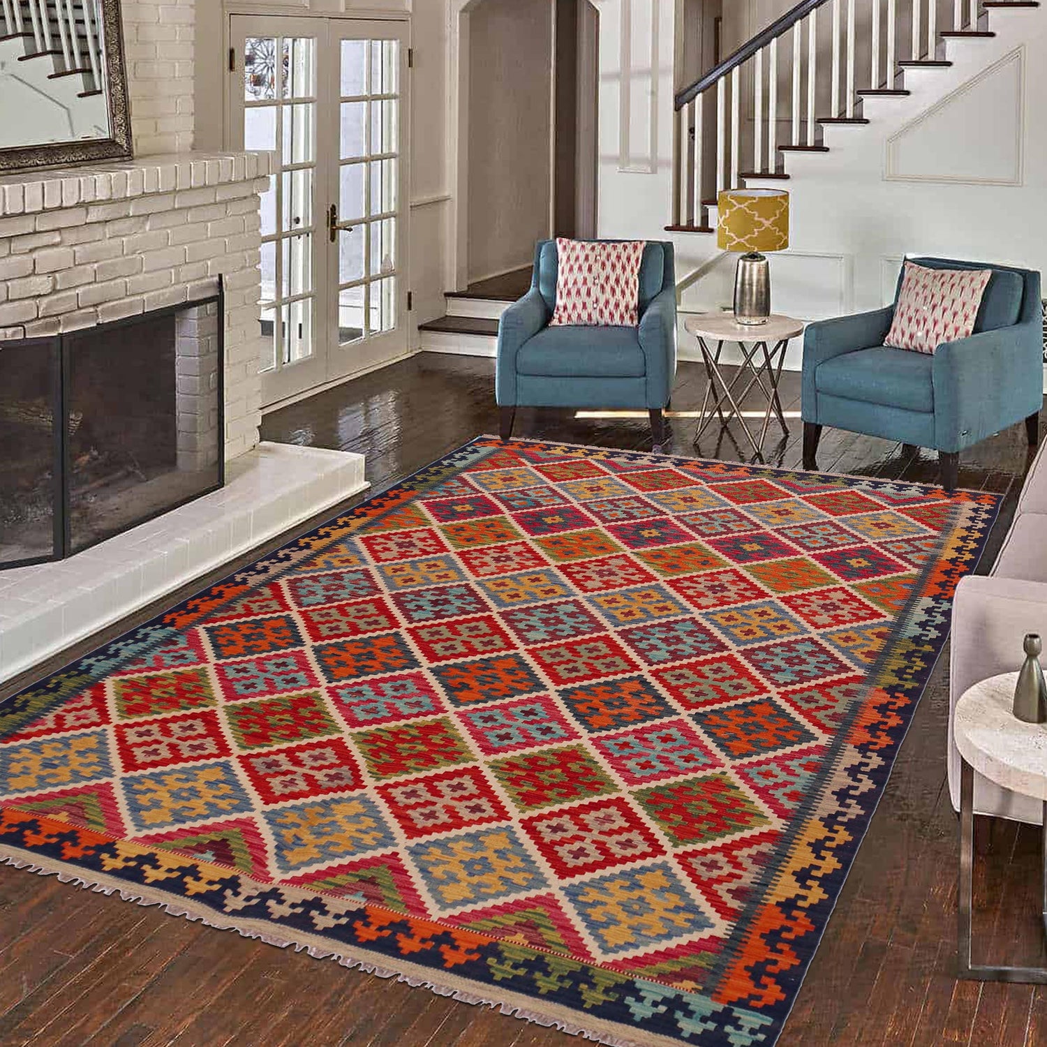 Handmade Multi Kilim Geometric 5x8 ft