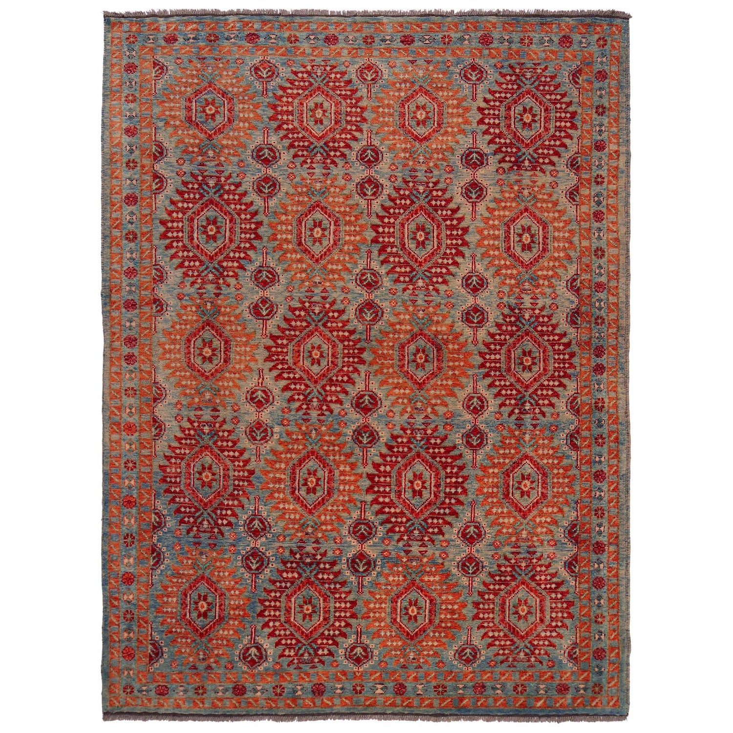 Oushak Area Rug Handmade Multi Floral 7x10 ft