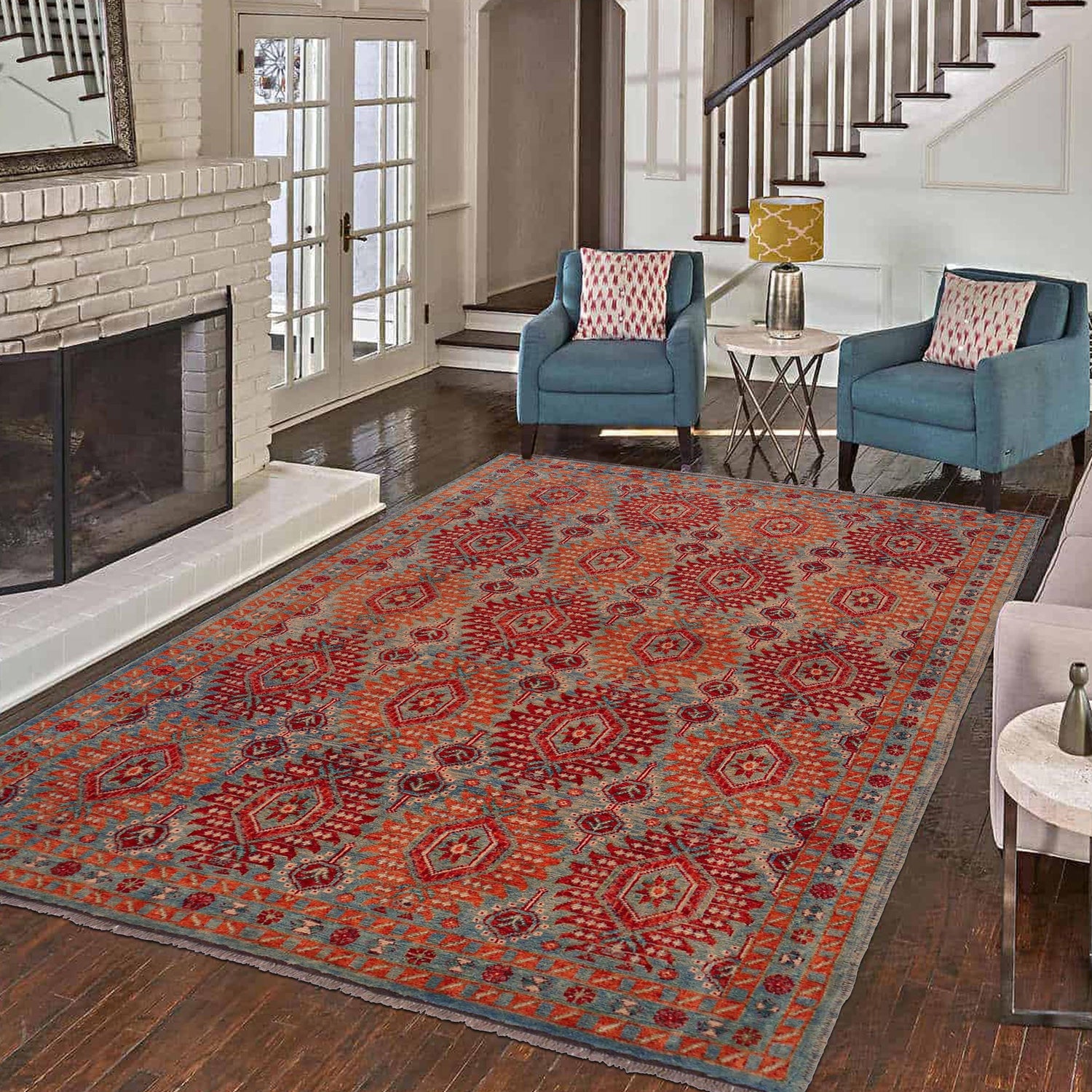 Oushak Area Rug Handmade Multi Floral 7x10 ft