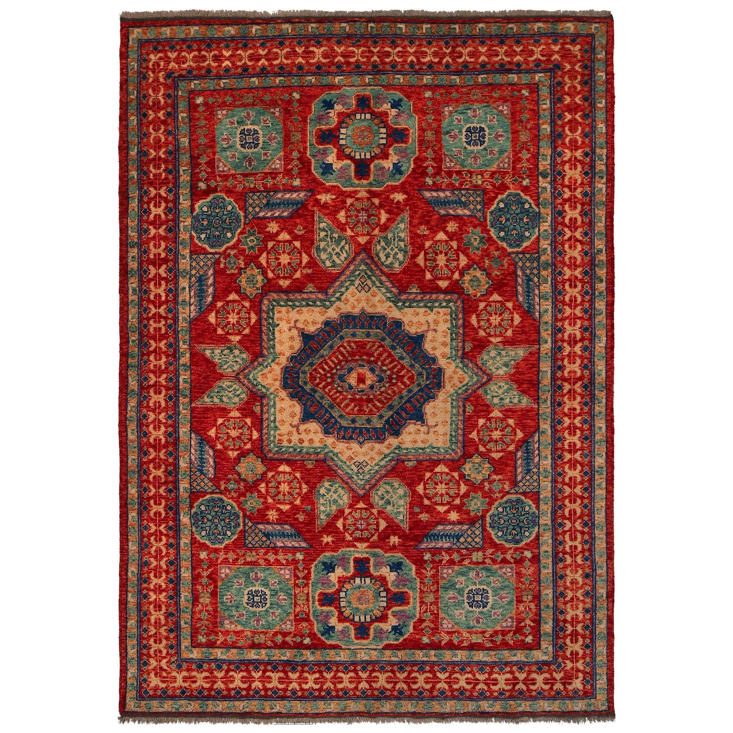 Shirazi Area Rug Handmade Red Medallion 7x10 ft