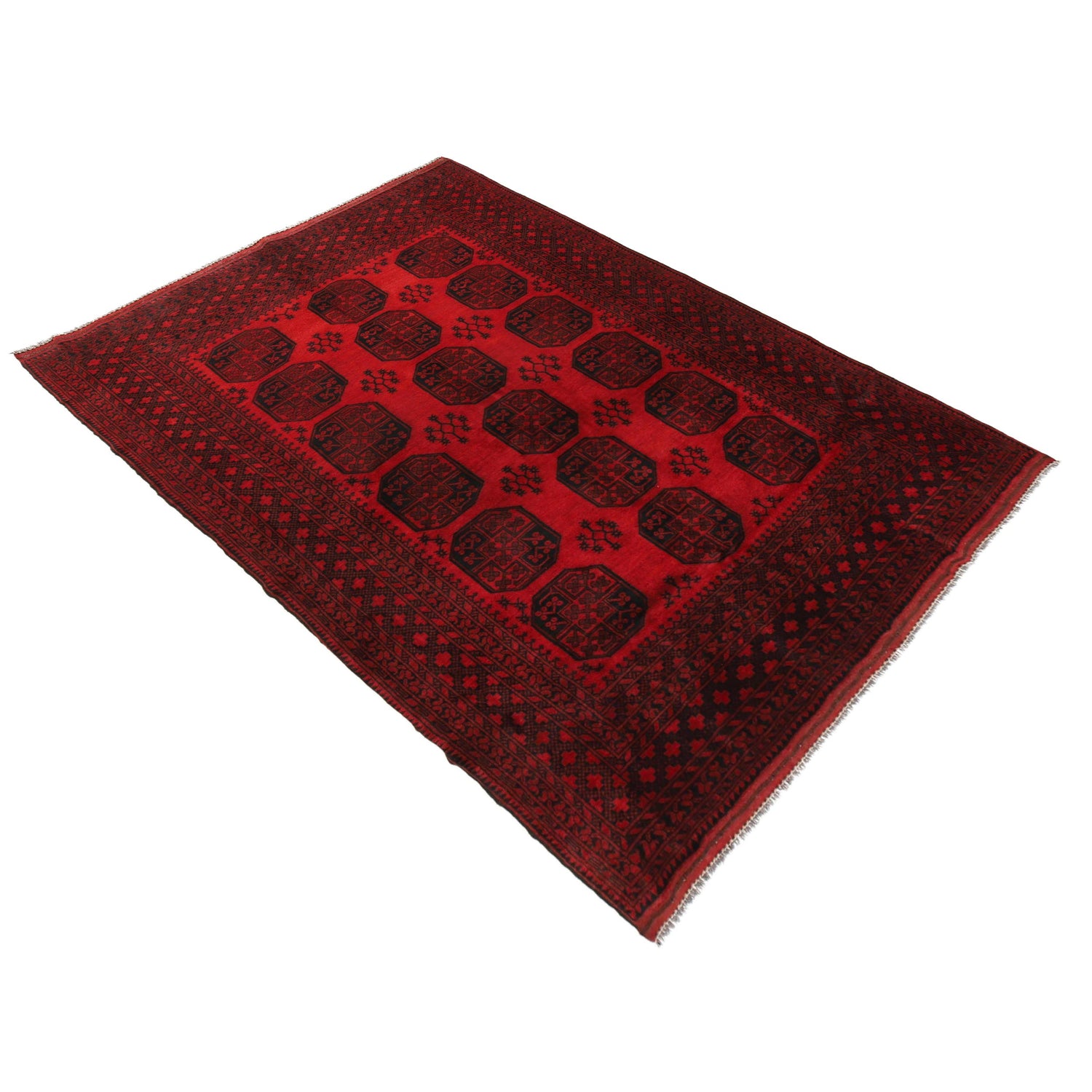 Filpa Area Rug Handmade Red Geometric 7x10 ft