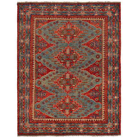 Shirazi Area Rug Handmade Blue Medallion 4x7 ft