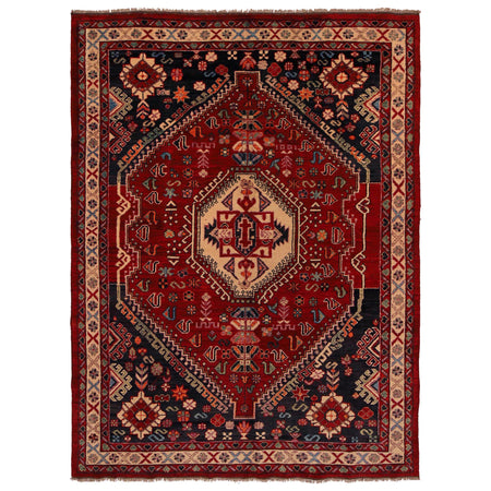 Shirazi Area Rug Handmade Red Medallion 7x10 ft