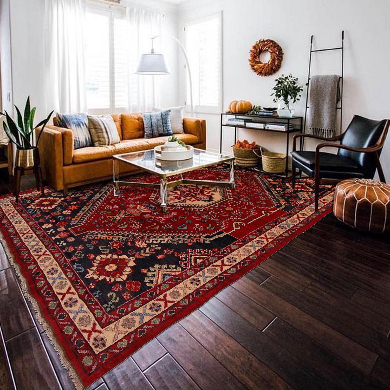 Shirazi Area Rug Handmade Red Medallion 7x10 ft