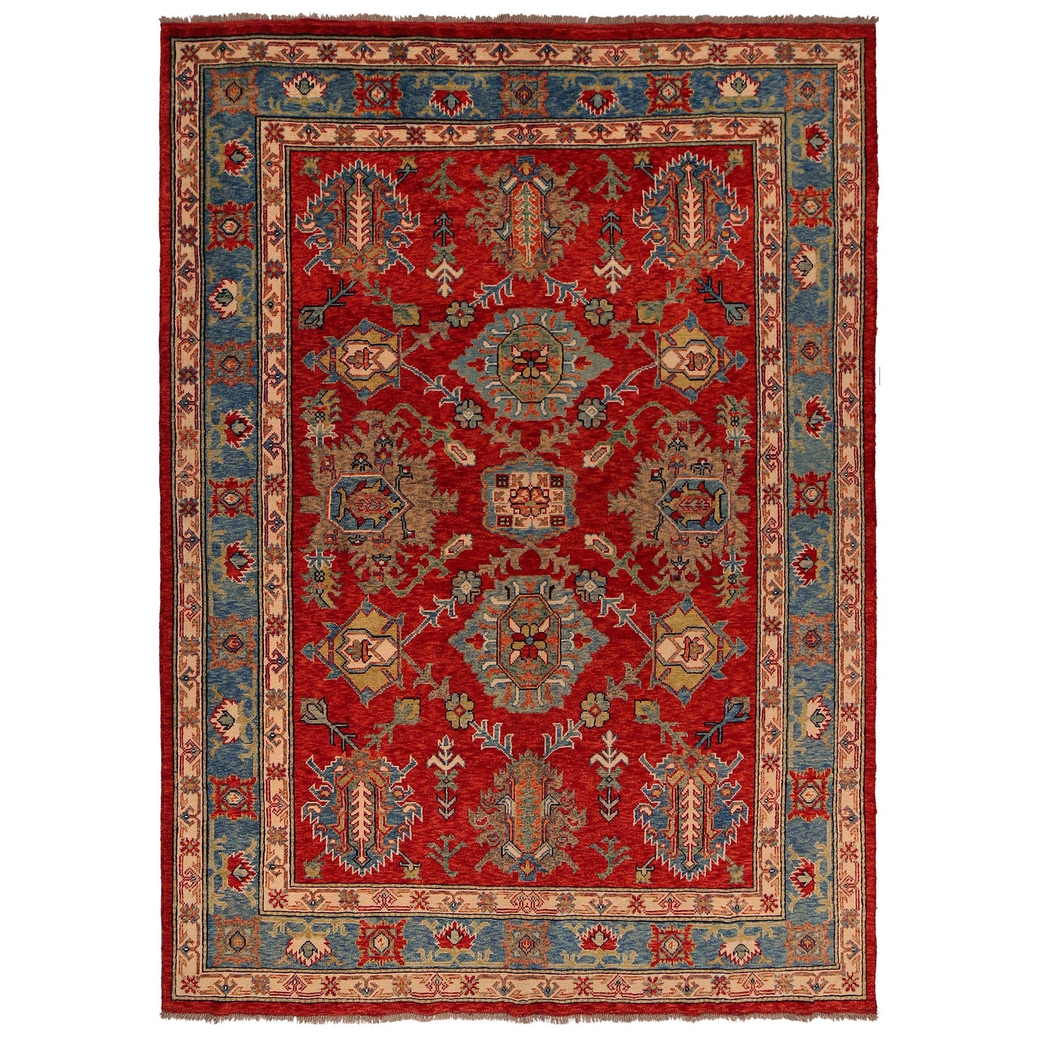 Oushak Area Rug Handmade Red Floral 7x10 ft