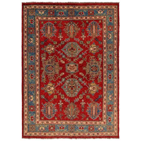 Oushak Area Rug Handmade Red Floral 7x10 ft