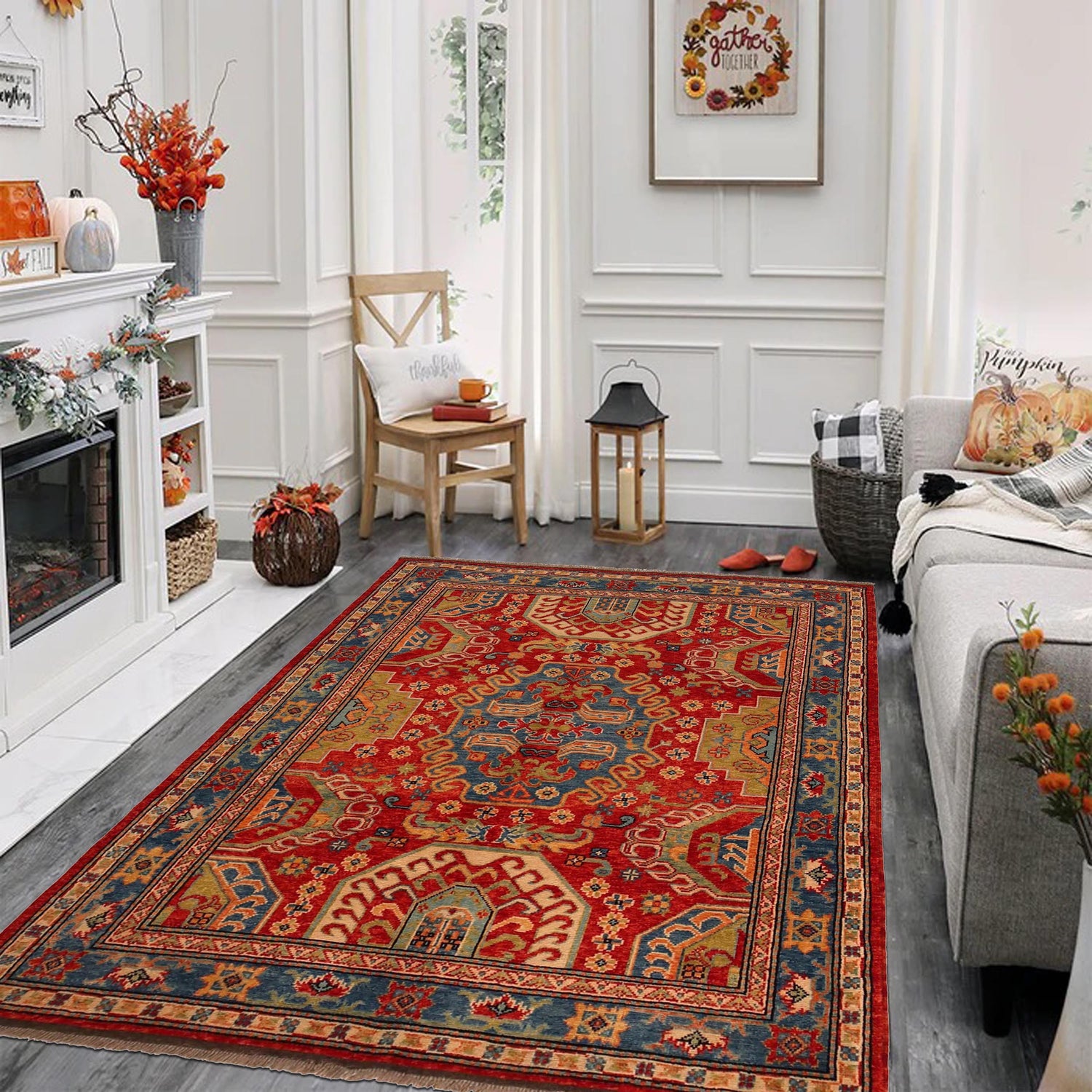 Shirazi Area Rug Handmade Red Medallion 4x7 ft