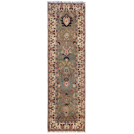 Sultani Runner Handmade Gray Floral 8' Runner