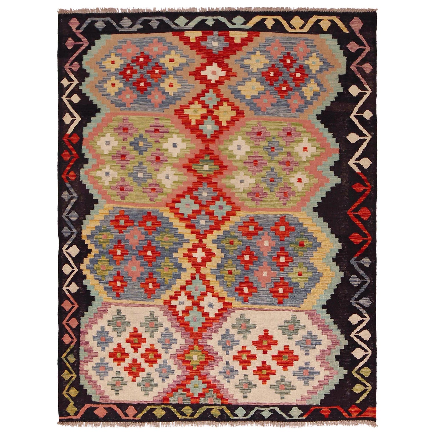 Handmade Multi Kilim Geometric 4x7 ft