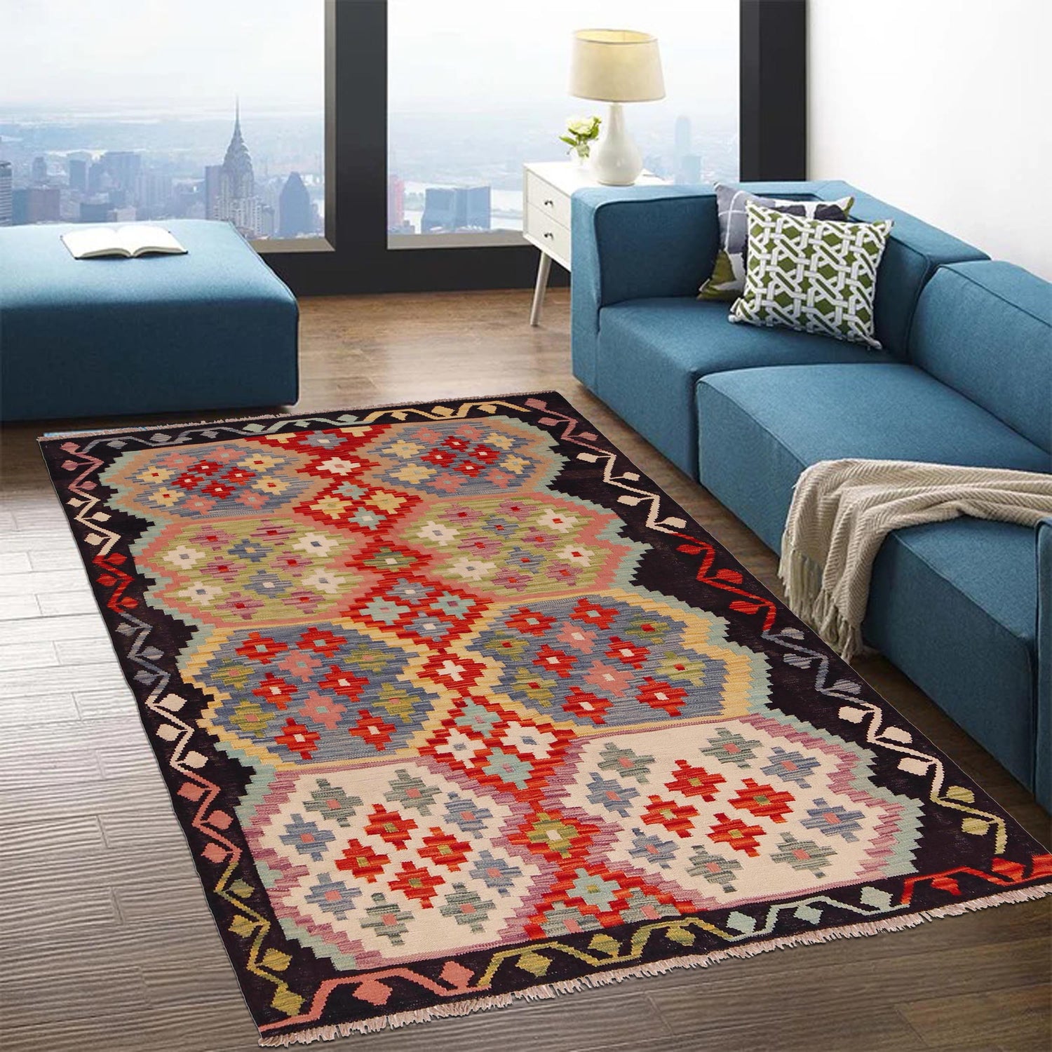 Handmade Multi Kilim Geometric 4x7 ft