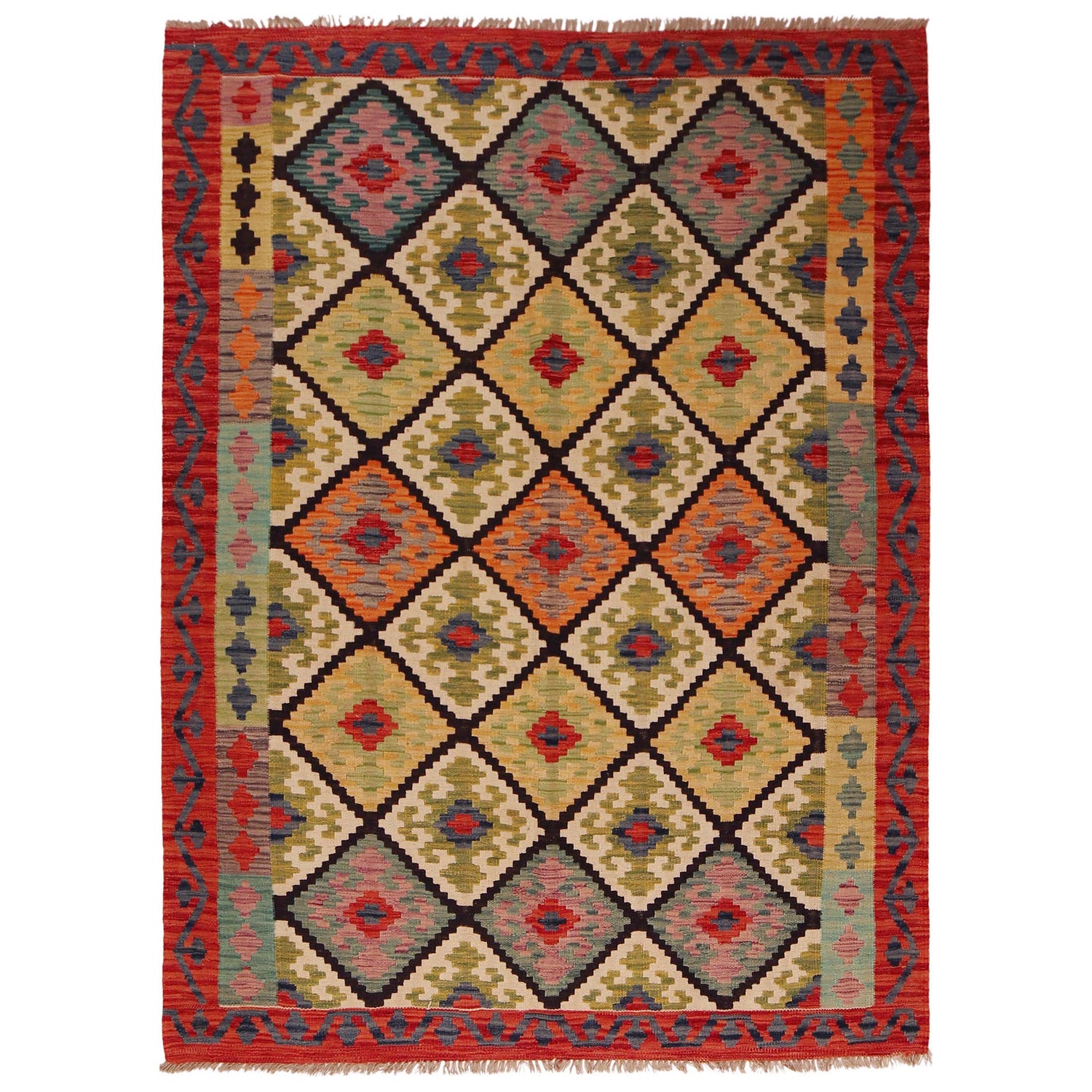 Handmade Multi Kilim Geometric 4x7 ft
