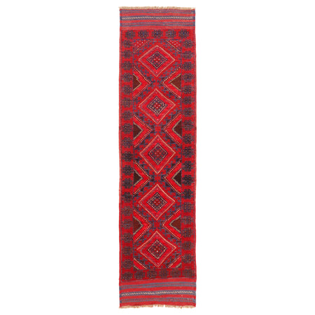 Mashwani Runner Handmade Deep Red Geometric 8' Runner