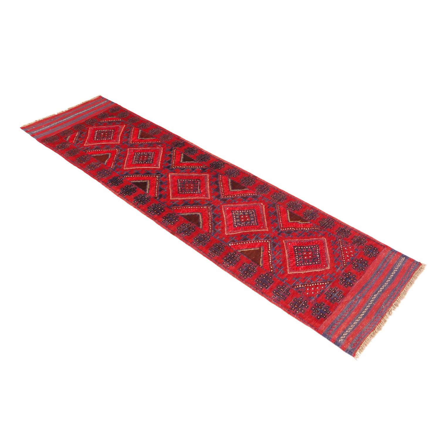 Mashwani Runner Handmade Deep Red Geometric 8' Runner