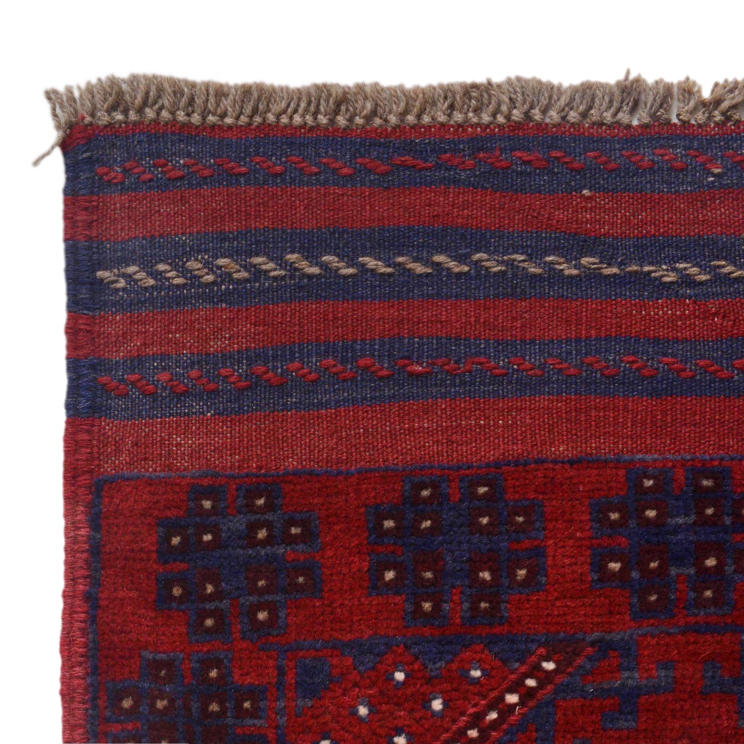 Mashwani Runner Handmade Deep Red Geometric 8' Runner