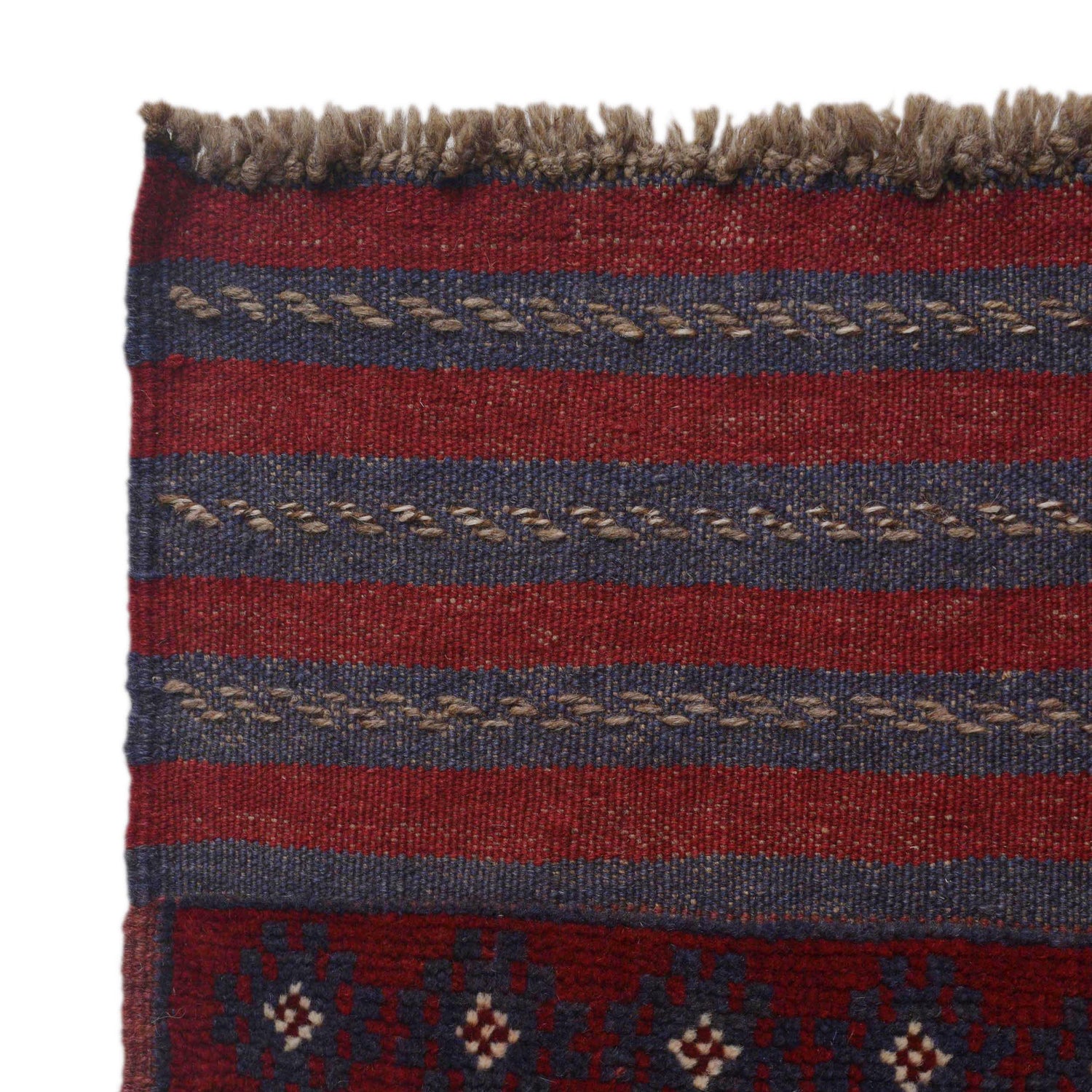 Mashwani Area Rug Runner Handmade Deep Red Geometric 8'