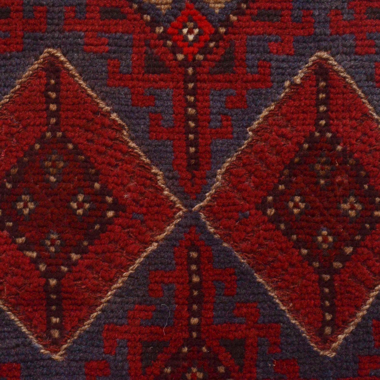 Mashwani Area Rug Runner Handmade Deep Red Geometric 8'
