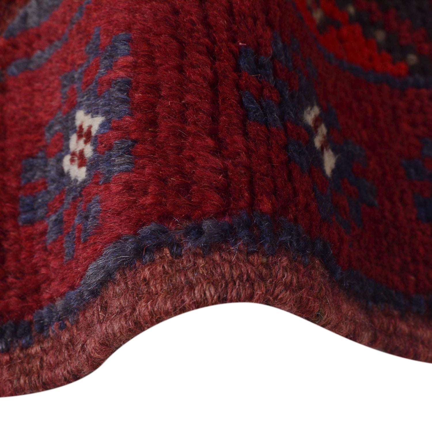 Mashwani Area Rug Runner Handmade Deep Red Geometric 8'