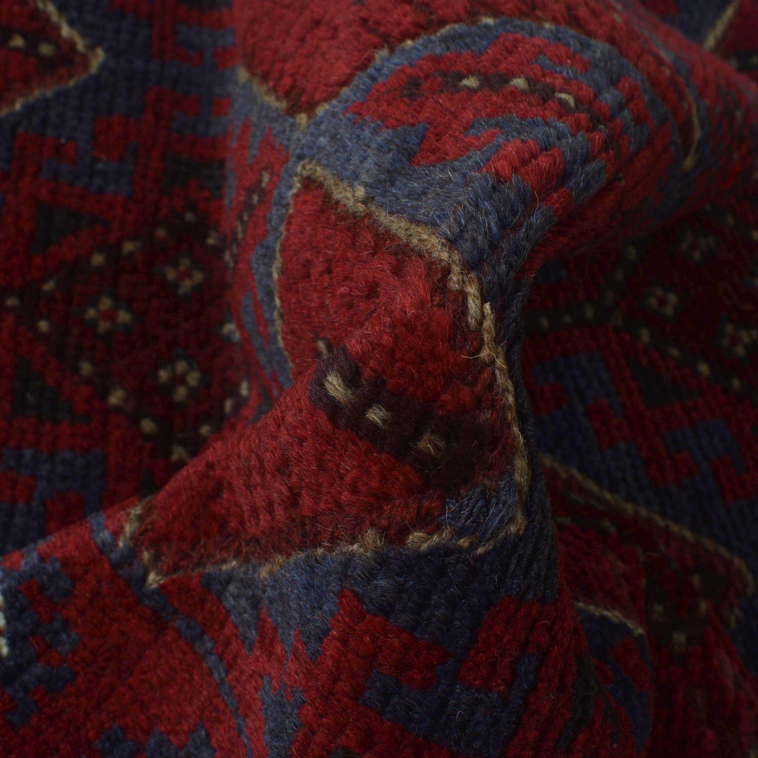 Mashwani Area Rug Runner Handmade Deep Red Geometric 8'