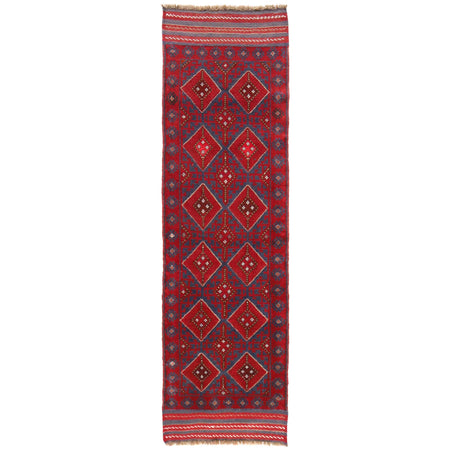 Mashwani Runner Rug Handmade Deep Red Geometric 8' Runner