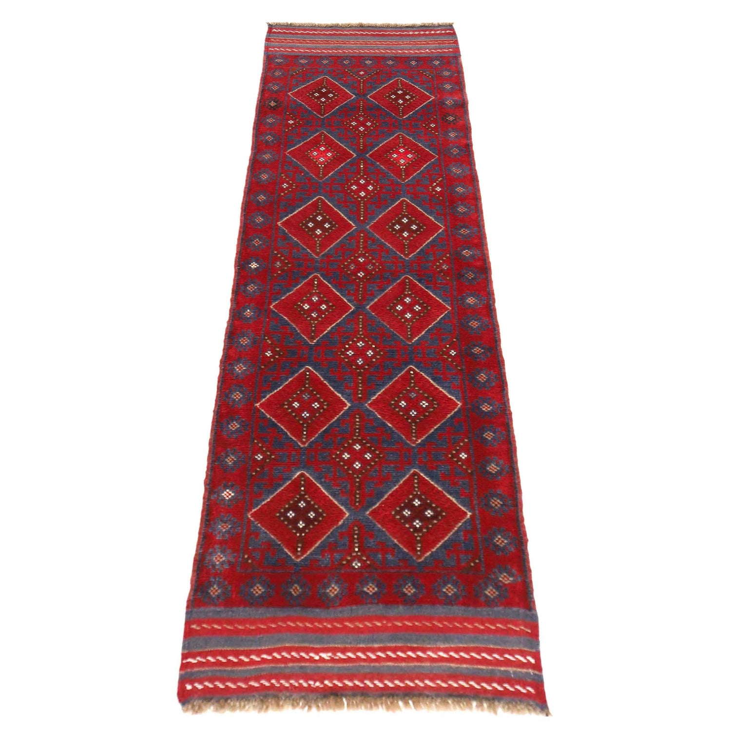 Mashwani Runner Rug Handmade Deep Red Geometric 8' Runner