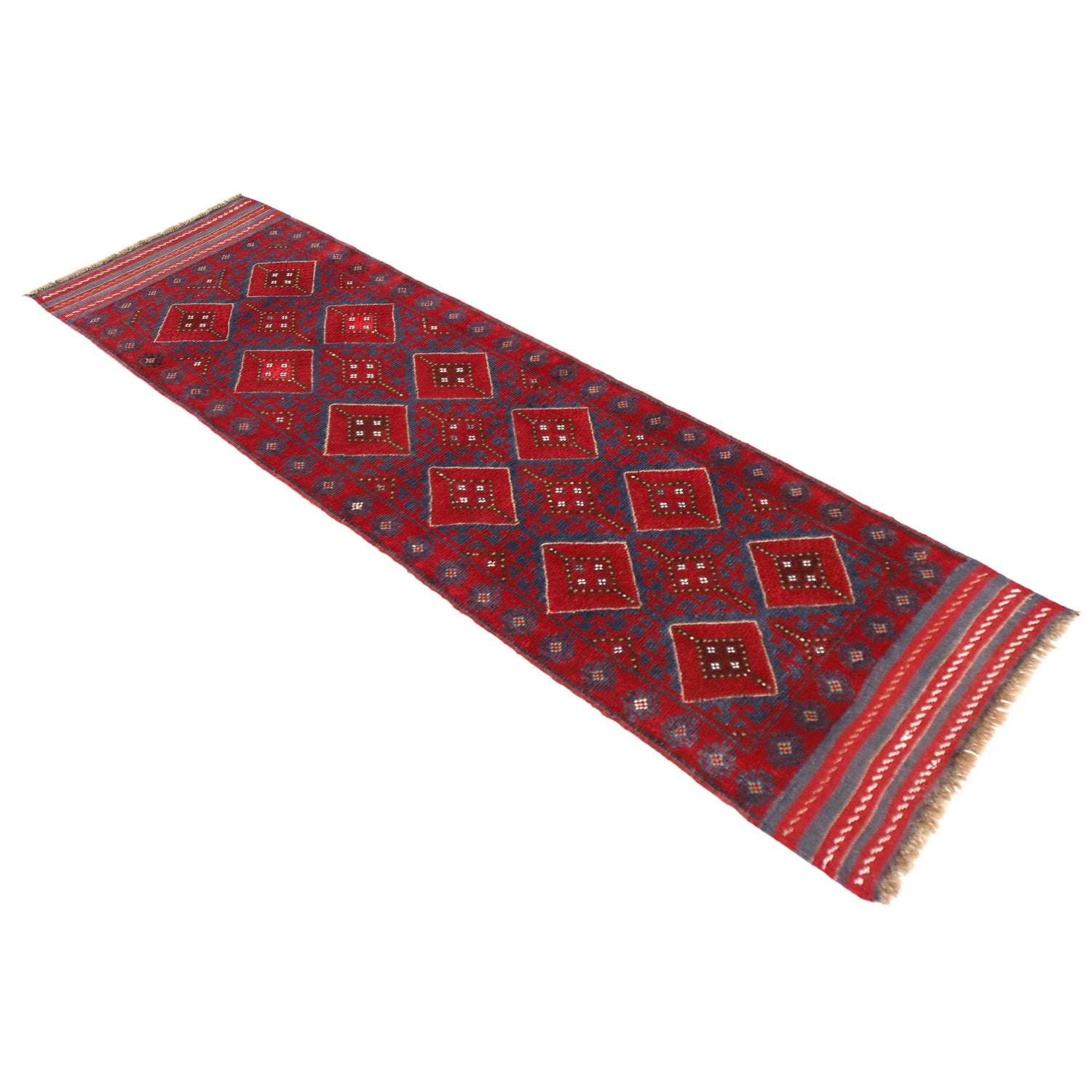 Mashwani Runner Rug Handmade Deep Red Geometric 8' Runner