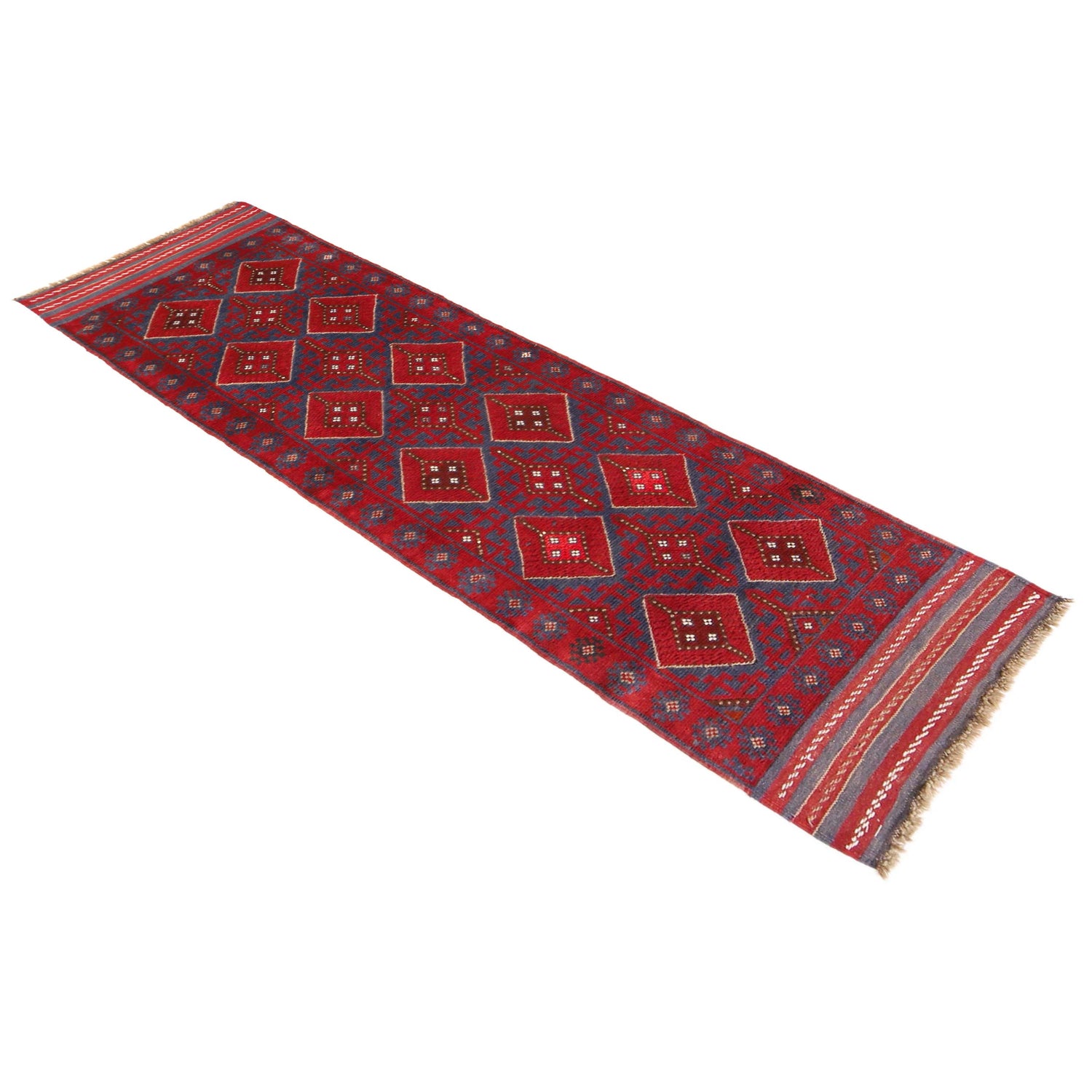 Mashwani Runner Rug Handmade Deep Red Geometric 8' Runner