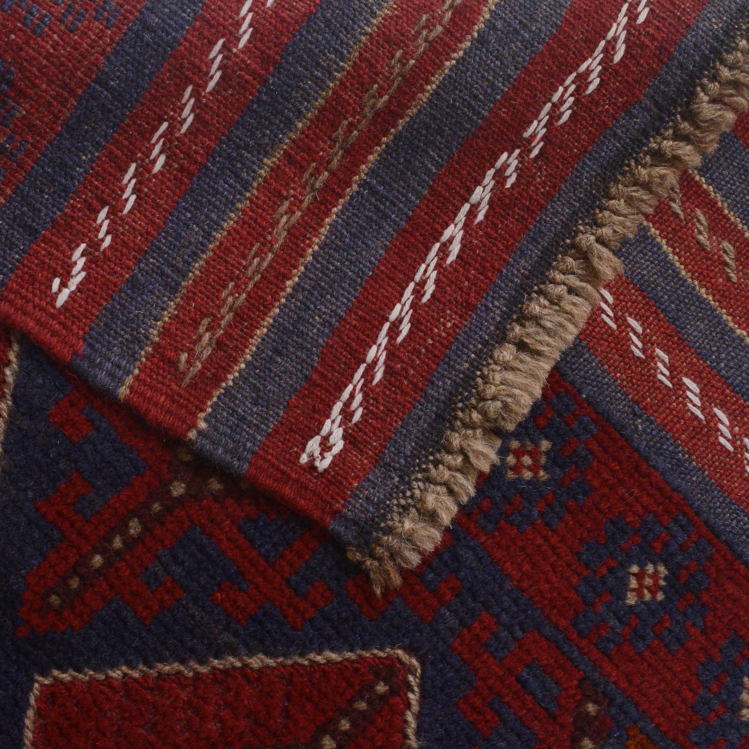 Mashwani Runner Rug Handmade Deep Red Geometric 8' Runner