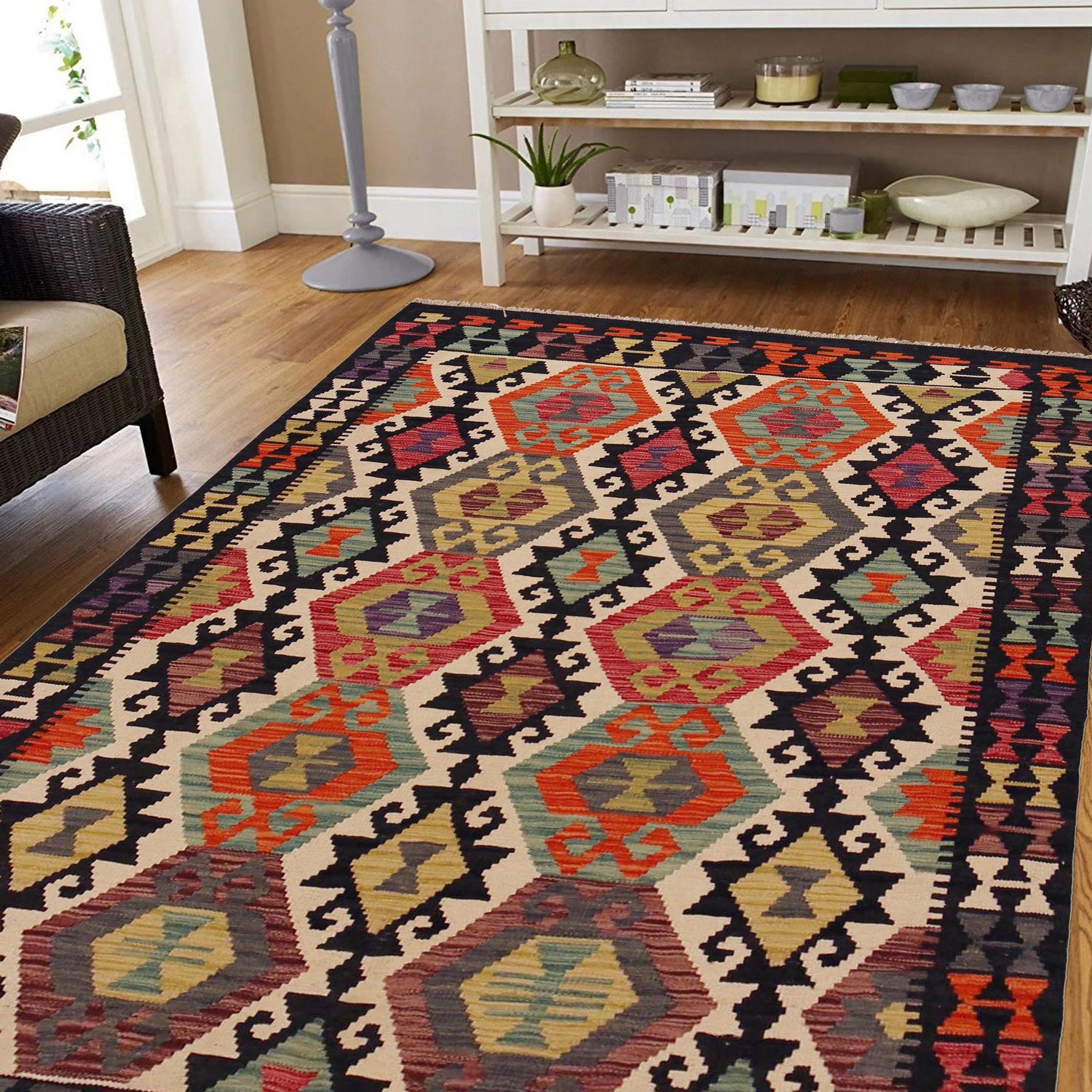 Handmade Multi Kilim Geometric 4x7 ft