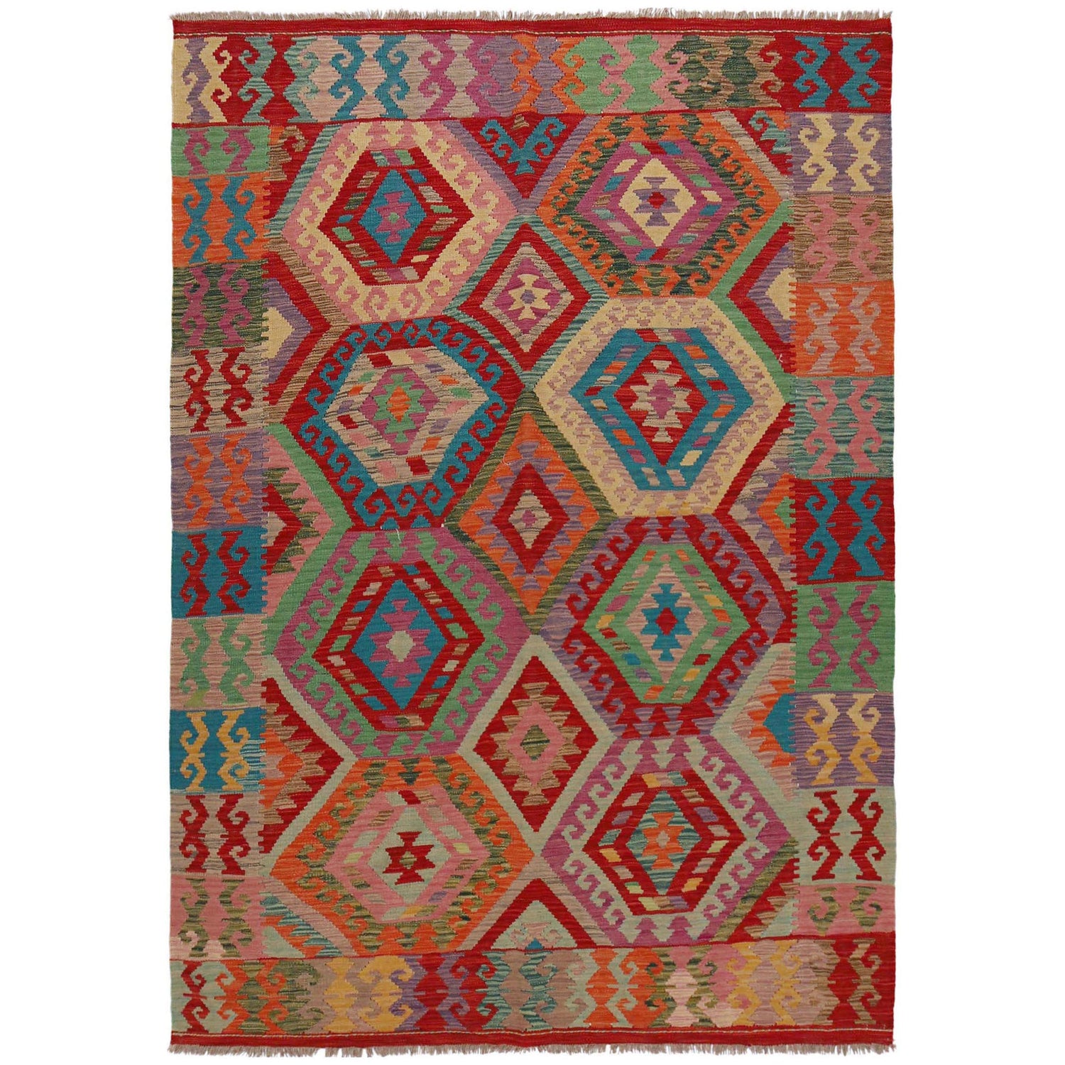 Handmade Multi Kilim Geometric 5x8 ft