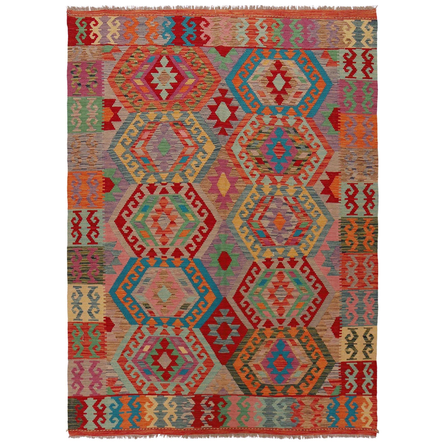 Handmade Multi Kilim Geometric 5x8 ft