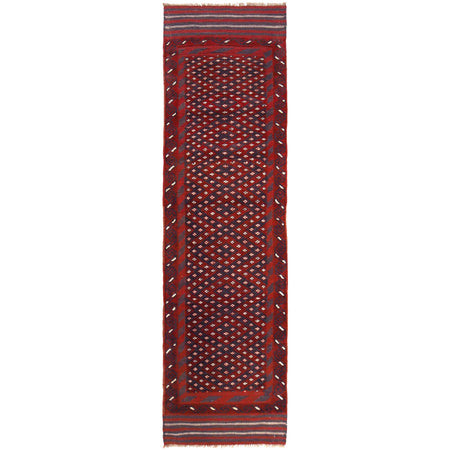 Mashwani Runner Handmade Deep Red Geometric 8' Runner
