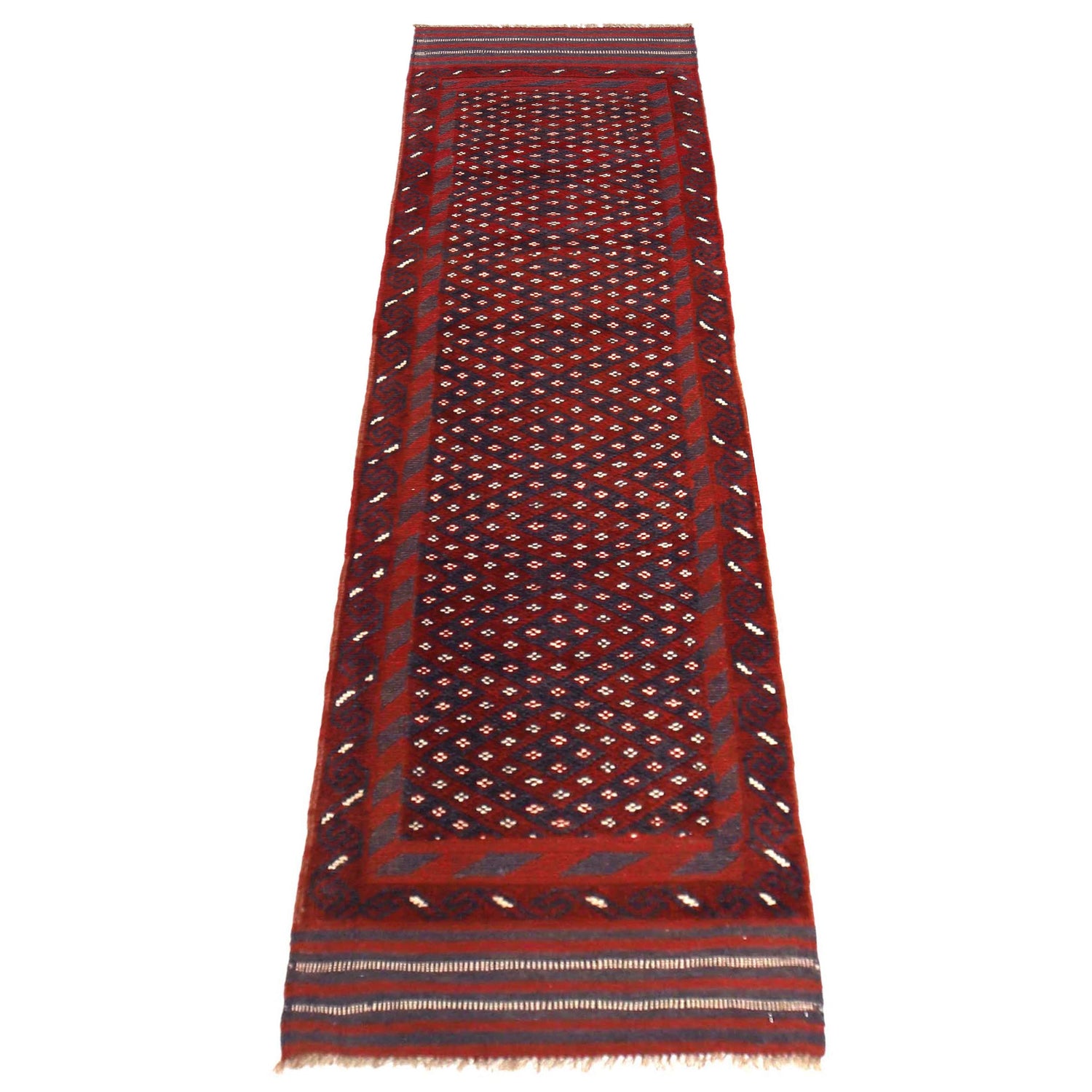 Mashwani Runner Handmade Deep Red Geometric 8' Runner