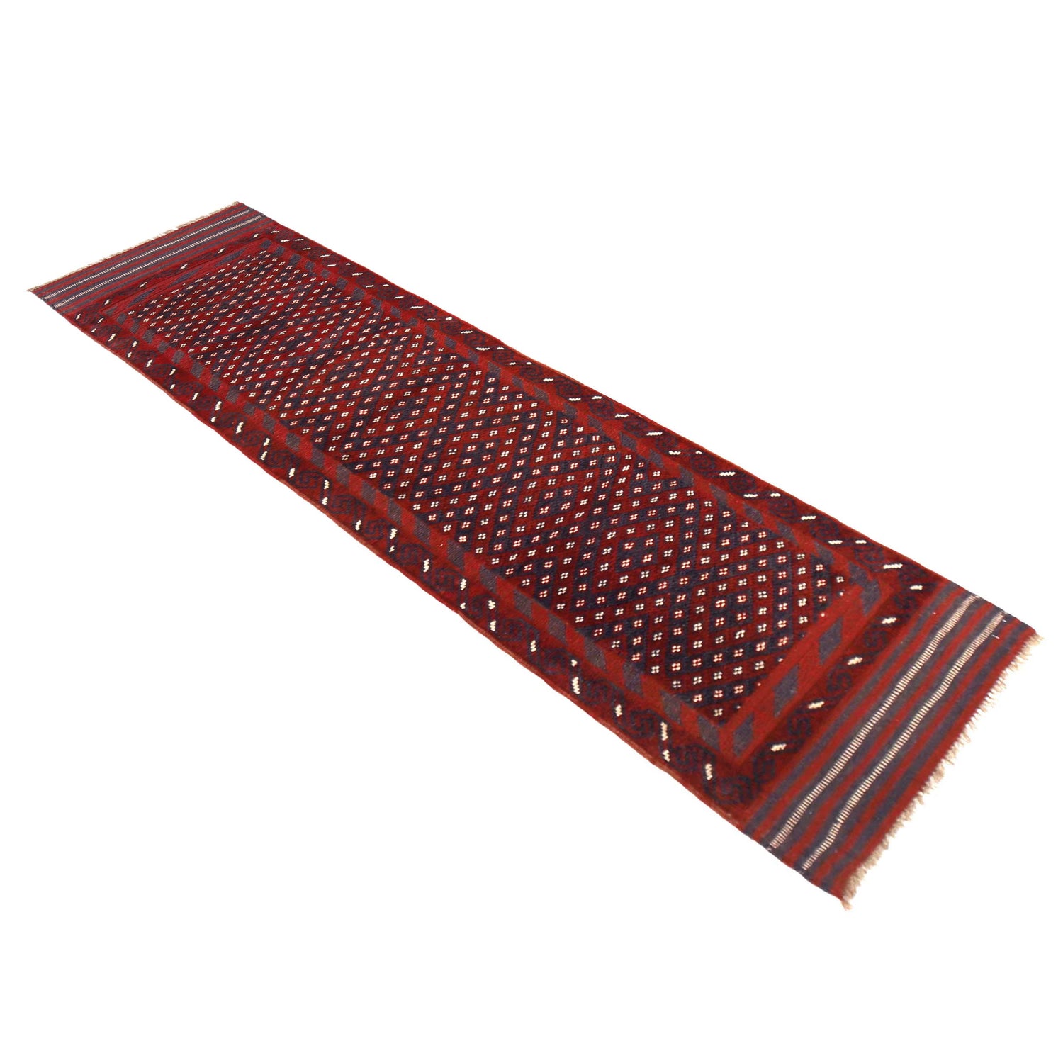 Mashwani Runner Handmade Deep Red Geometric 8' Runner