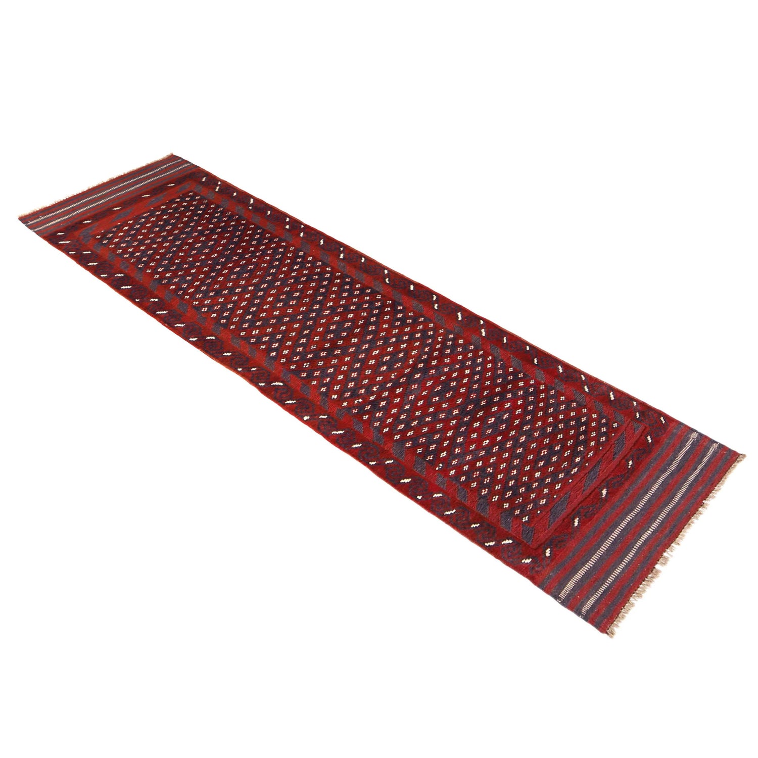 Mashwani Runner Handmade Deep Red Geometric 8' Runner