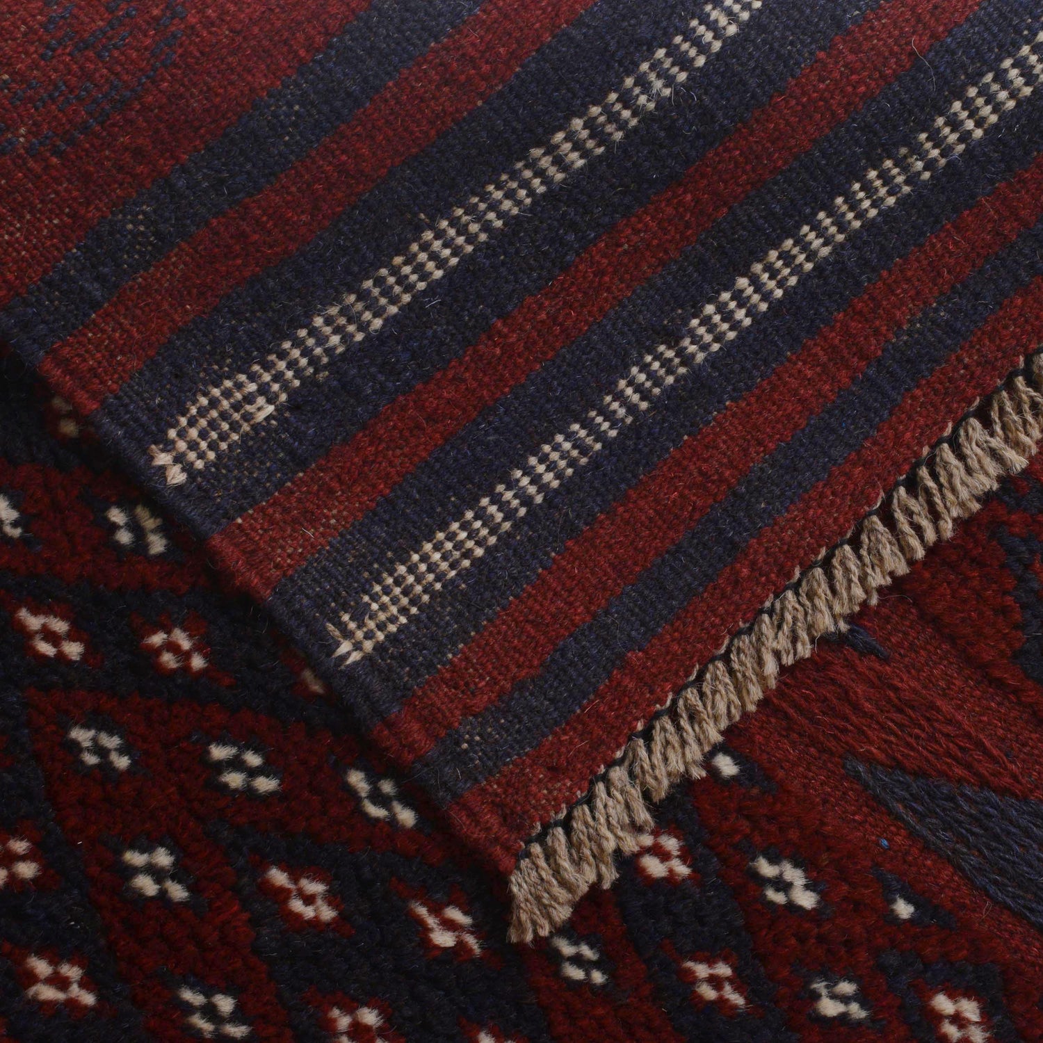 Mashwani Runner Handmade Deep Red Geometric 8' Runner