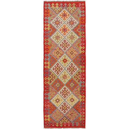 Handmade Multi Kilim Geometric 10' Runner