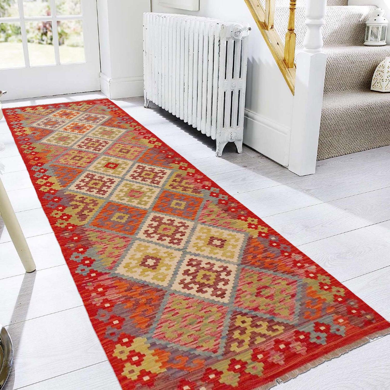 Handmade Multi Kilim Geometric 10' Runner