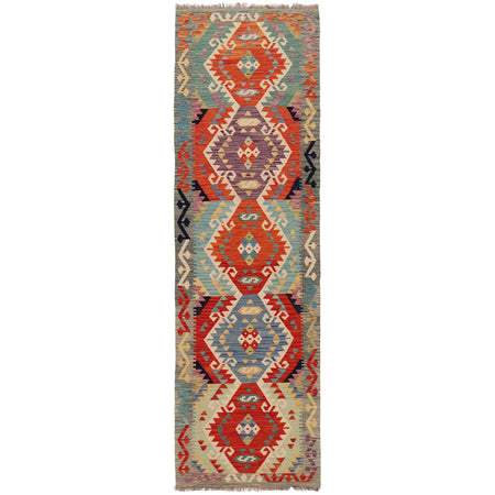 Handmade Multi Kilim Geometric 10' Runner