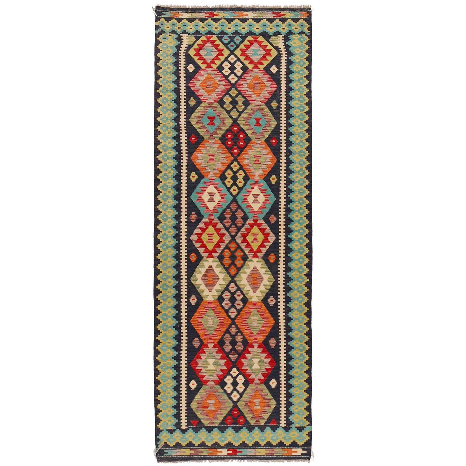 Handmade Multi Kilim Geometric 10' Runner