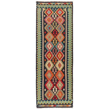 Handmade Multi Kilim Geometric 10' Runner