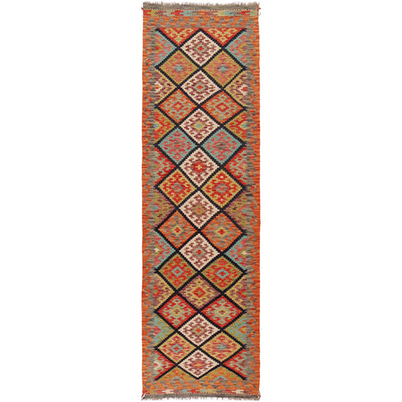 Handmade Multi Kilim Geometric 10' Runner