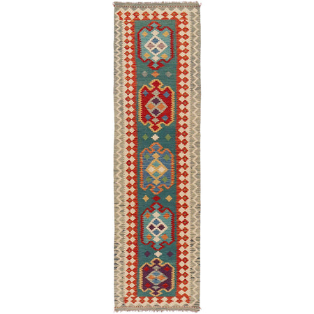 Handmade Multi Kilim Geometric 10' Runner
