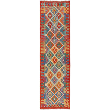 Handmade Multi Kilim Geometric 10' Runner