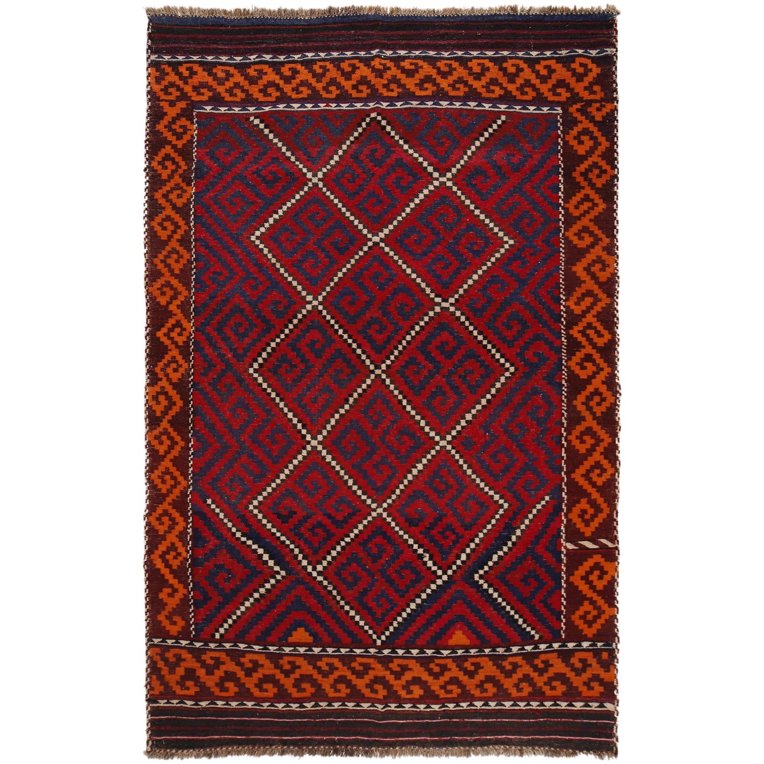 Maimana Kilim Area Rug Handmade Multi Floral 7x10 ft
