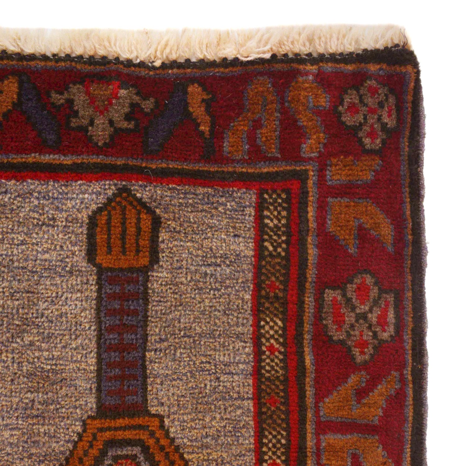 Baluchi Rug Handmade Brown Prayer Design 3x5 ft