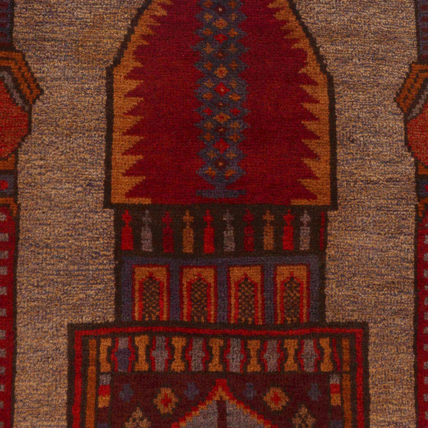 Baluchi Rug Handmade Brown Prayer Design 3x5 ft