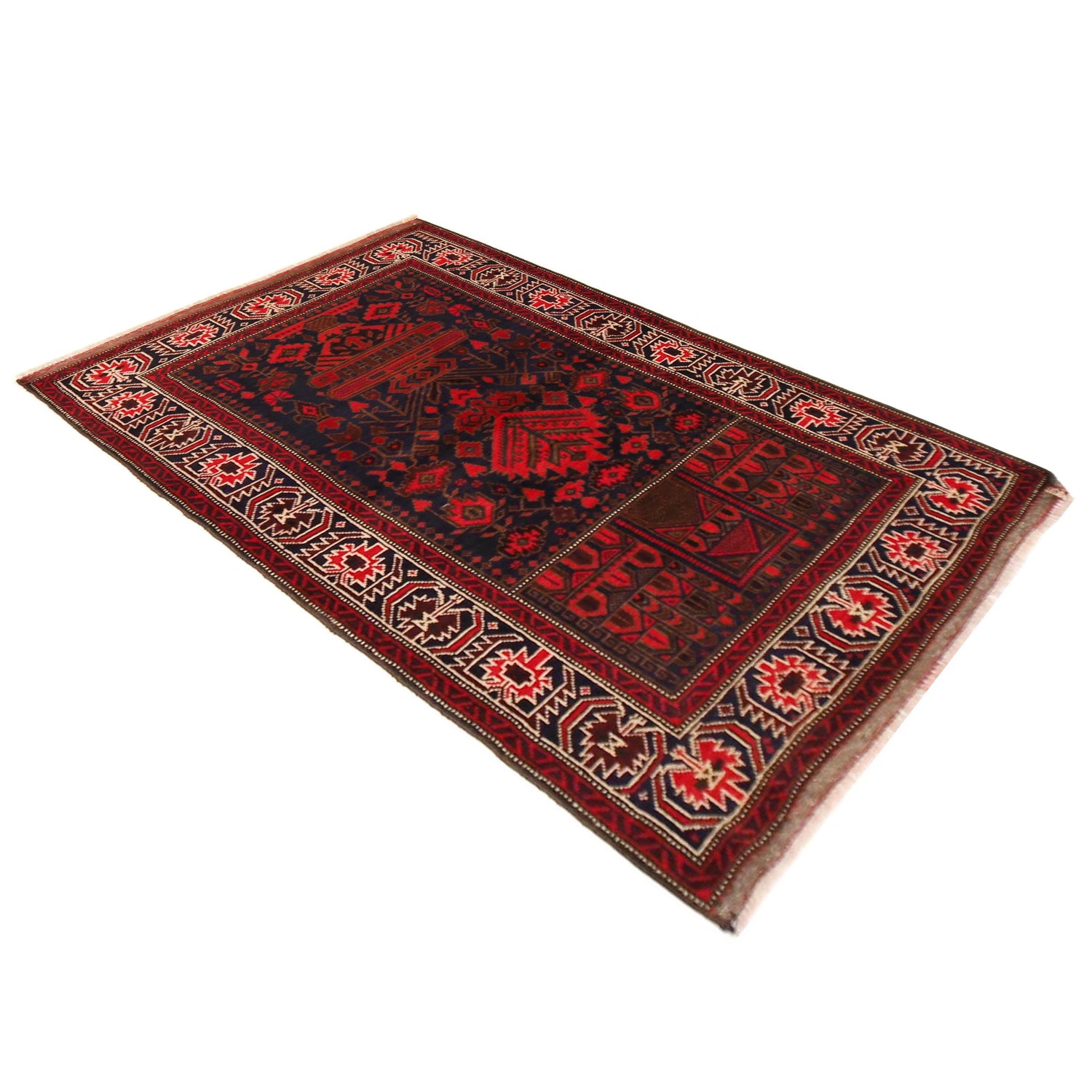 Baluchi Rug Handmade Red Prayer Design 3x5 ft